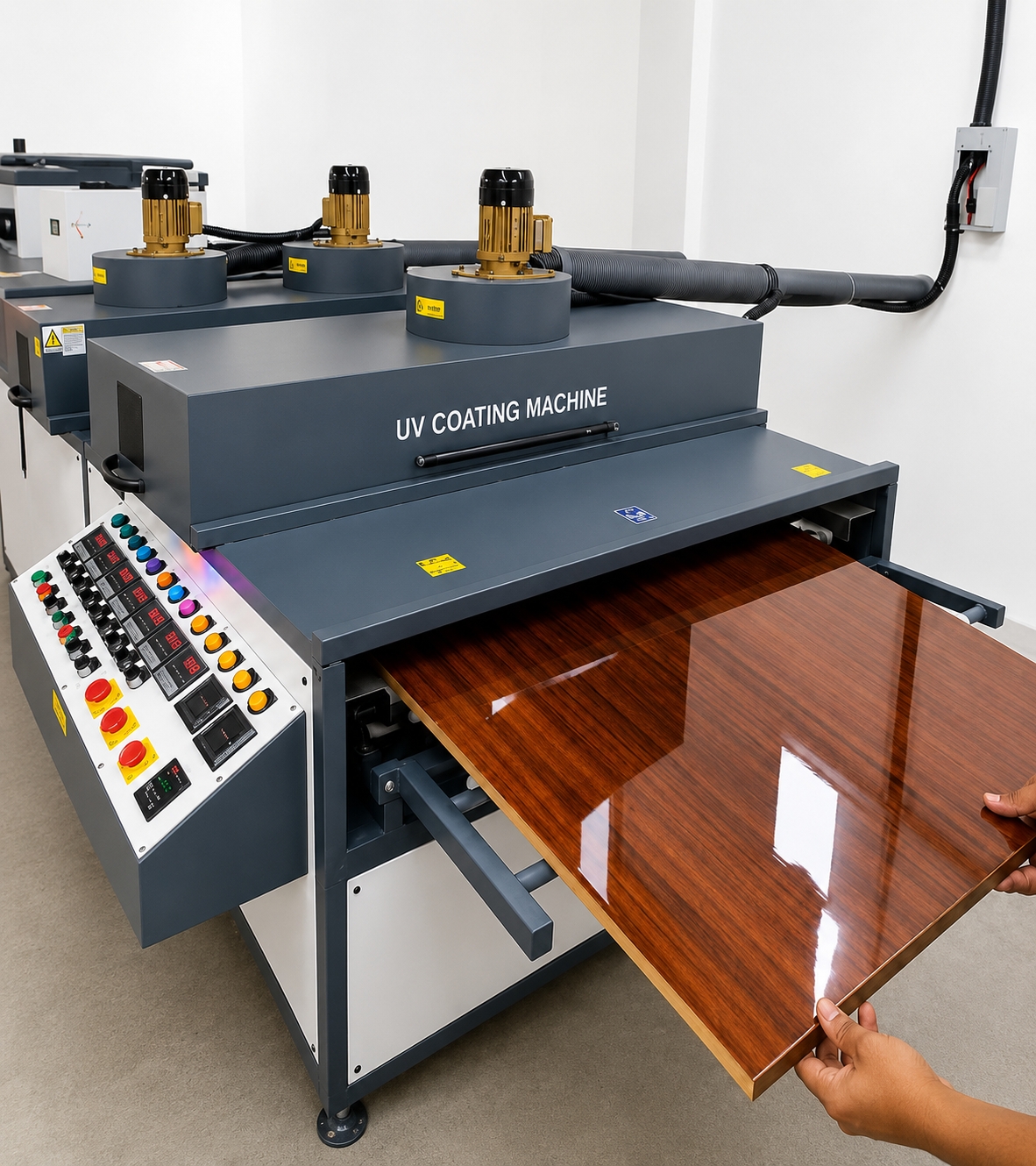 Simsan Enterprises UV coating machine manufacturing floor
